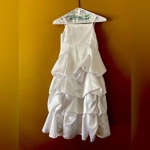 David’s Bridal white flower girl dress